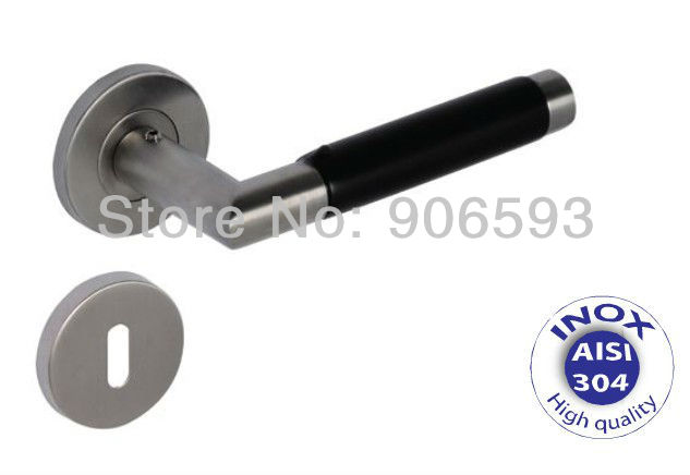 6pairs free shipping Modern stainless steel black porcelain door handle/stainless steel handle/lever door handle