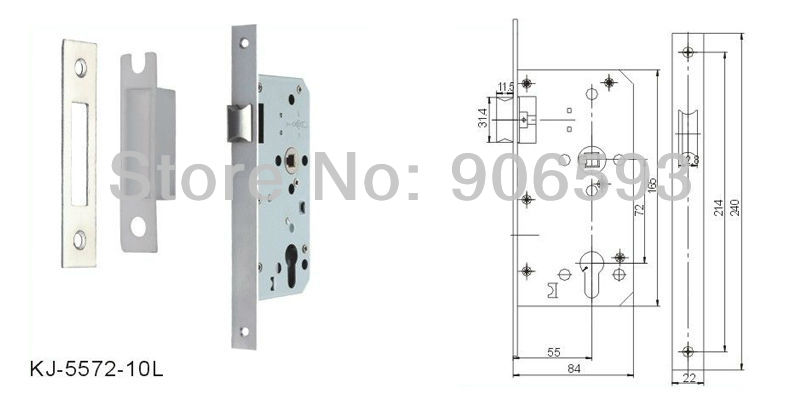 6pcs lot free shipping Modern stainless steel classic mortise lock body/lock/door lock/mortise lock