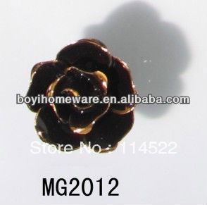 new design black ceramic flower knobs with gold edge cabinet pull kitchen cupboard knob kids drawer knobs MG2012