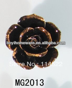new design black ceramic flower knobs with gold edge cabinet pull kitchen cupboard knob kids drawer knobs MG2013