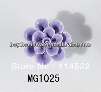 new design hand made blue rose flower ceramic knobs handles cabinet pull kitchen cupboard knob kids drawer knobs MG1025