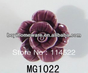 new design hand made fuschia flower ceramic knobs handles cabinet pull kitchen cupboard knob kids drawer knobs MG1022