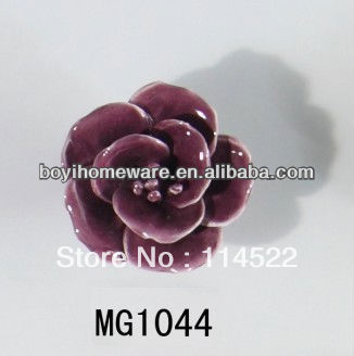 new design hand made hot sale rose flower ceramic knobs handles cabinet pull kitchen cupboard knob kids drawer knobs MG1044