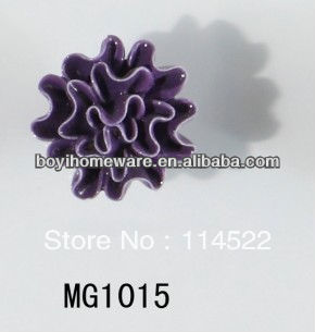 new design hand made purple flower ceramic knobs handles cabinet pull kitchen cupboard knob kids drawer knobs MG1015