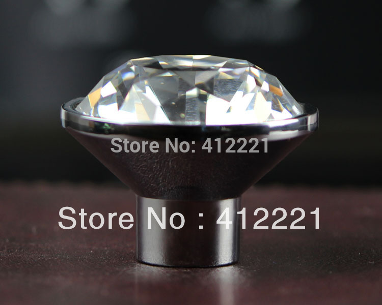 11pcs/lot  mixed 40 and 30 mm  crystal glass  triangle cut faces ball knob handle in silver for cabinet