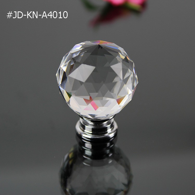 DHL to Canada 25pcs/lot 40 mm crystal glass triangle cut faces clear white ball knobs for furniture wardrobe cupboard armoire