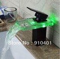 !NEW Oil Rubbed Bronze finish bathroom faucet waterfall basin mixer brass tap with LED color changing