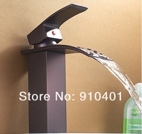 Antique Oil Rubbed Bronze Waterfall Bathroom Sink Faucet Sink Mixer Tap Single Handle Hole
