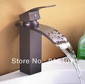 Antique Oil Rubbed Bronze Waterfall Bathroom Sink Faucet Sink Mixer Tap Single Handle Hole
