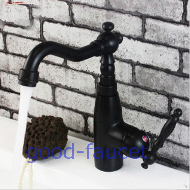Modern Oil Rubbed Bronze  Kitchen Faucet Swivel Spout Vessel Sink Mixer Hot & Cold Tap Single Handle Hole