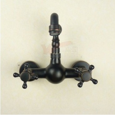 Modern Oil-rubbed Bronze bathroom basin sink & kitchen faucet double  handles wall mounted mixer tap