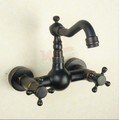 Modern Oil-rubbed Bronze bathroom basin sink & kitchen faucet double handles wall mounted mixer tap