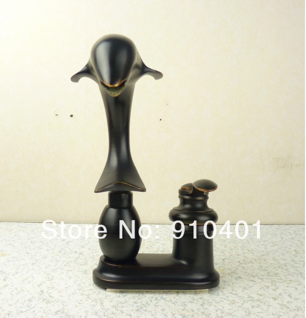 NEW Contemporary Polished Oil Rubbed Bronze Bathroom Faucet Sink Mixer Tap Dolphin Shape Single Handle