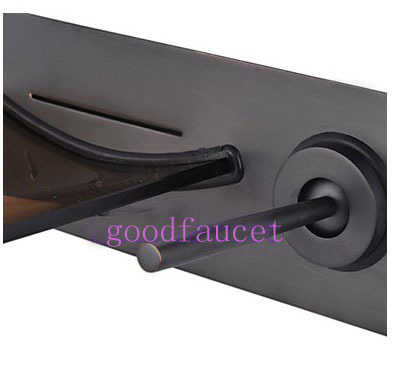 NEW Oil Rubbed Bronze Waterfall Bathroom Faucet Basin Glass Mixer Tap Wall Mount Hot And Cold Water Tap