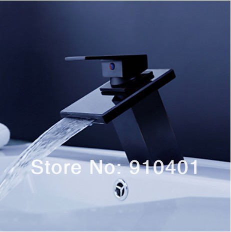 NEW Square waterfall oil rubbed bronze single handle bathroom sink faucet basin mixer tap 