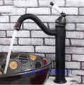NEW oil rubbed bronze copper bathroom basin faucet hot & cold water mixer tap single ceramic handle hole black bronze faucet