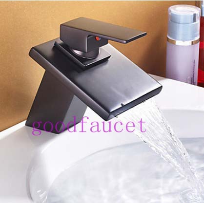 Wholesale And Retail NEW Oil Rubbed Bronze Bathroom Waterfall Basin Faucet Sink Mixer Tap Deck Mounted Faucet Tap