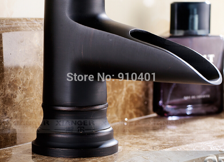 Wholesale And Retail Promotion Deck Mounted Oil Rubbed Bronze Bathroom Waterfall Basin Faucet Single Handle Ta
