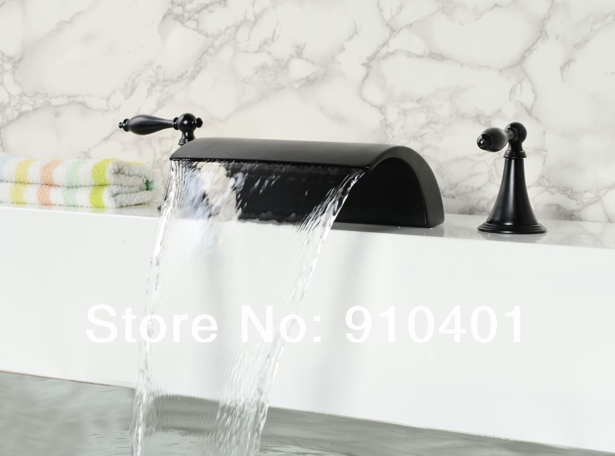 Wholesale And Retail Promotion Deck Mounted Oil Rubbed Bronze Deck Mounted Waterfall Bath Basin Faucet Sink Tap