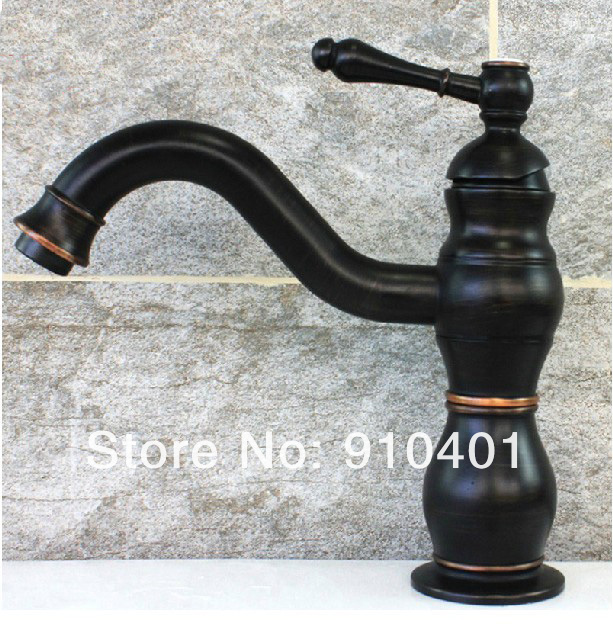 Wholesale And Retail Promotion NEW Oil Rubbed Bronze Bathroom Faucet Swivel Spout Deck Mounted Sink Mixer Tap