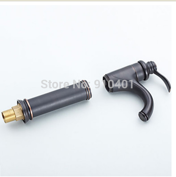 Wholesale And Retail Promotion NEW Oil Rubbed Bronze Deck Mounted Bathroom Basin Faucet Single Handle Mixer Tap