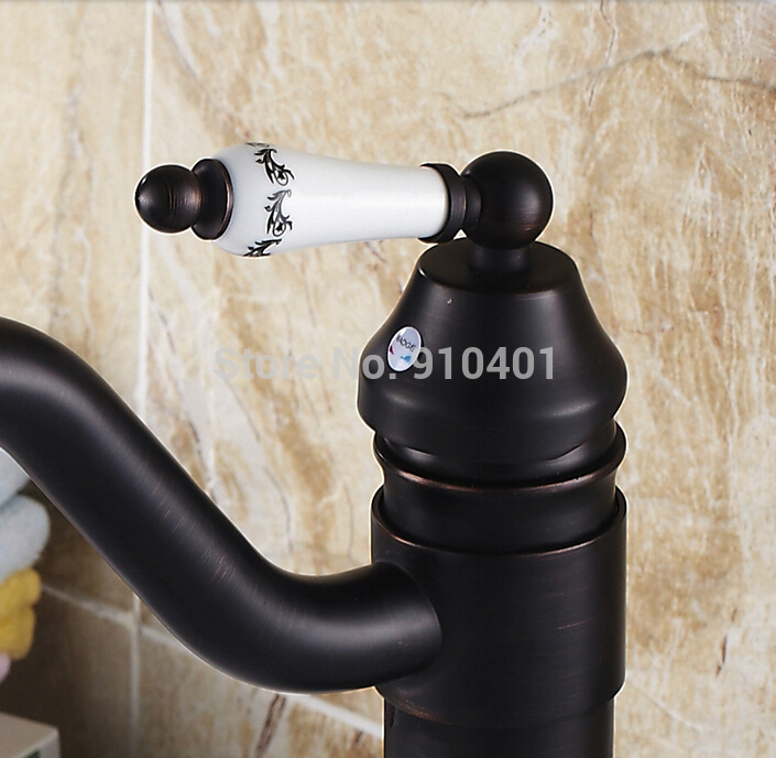 Wholesale And Retail Promotion NEW Oil Rubbed Bronze Deck Mounted Bathroom Basin Faucet Single Hanlde Mixer Tap