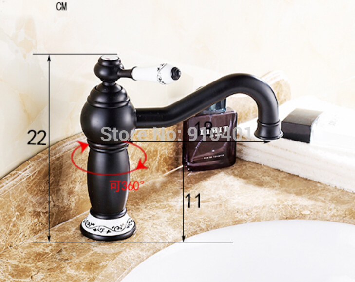 Wholesale And Retail Promotion NEW Oil Rubbed Bronze Deck Mounted Bathroom Faucet Ceramic Style Sink Mixer Tap
