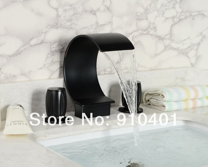 Wholesale And Retail Promotion  NEW Oil Rubbed Bronze Waterfall Bathroom Basin Sink Faucet Dual Handle Mixer Tap