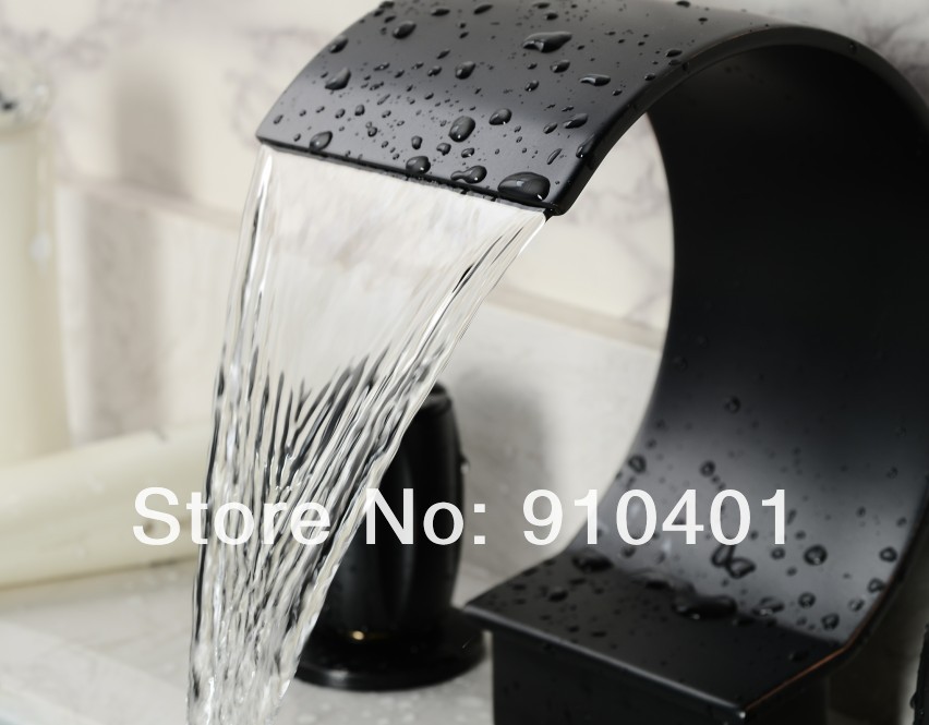 Wholesale And Retail Promotion  NEW Oil Rubbed Bronze Waterfall Bathroom Basin Sink Faucet Dual Handle Mixer Tap