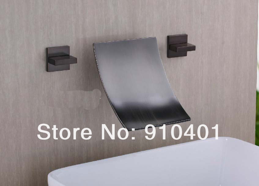Wholesale And Retail Promotion New Oil Rubbed Bronze Wall Mounted Bathroom Basin Faucet Dual Handle Mixer Tap