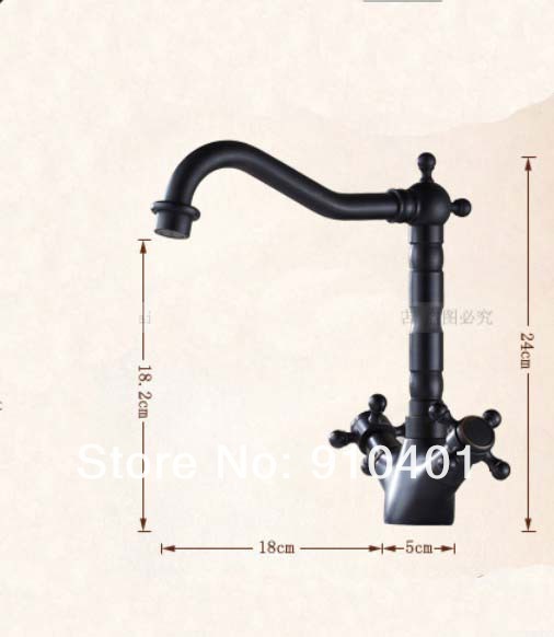 Wholesale And Retail Promotion Oil Rubbed Bronze Bathroom Basin Faucet Dual Handles Sink Mixer Tap Swivel Spout