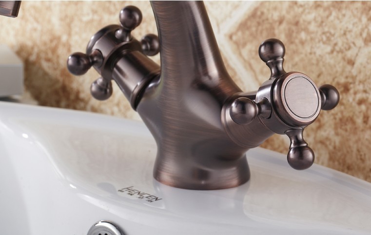 Wholesale And Retail Promotion Oil Rubbed Bronze Roman Style Bathroom Basin Faucet Dual Cross Handles Sink Tap