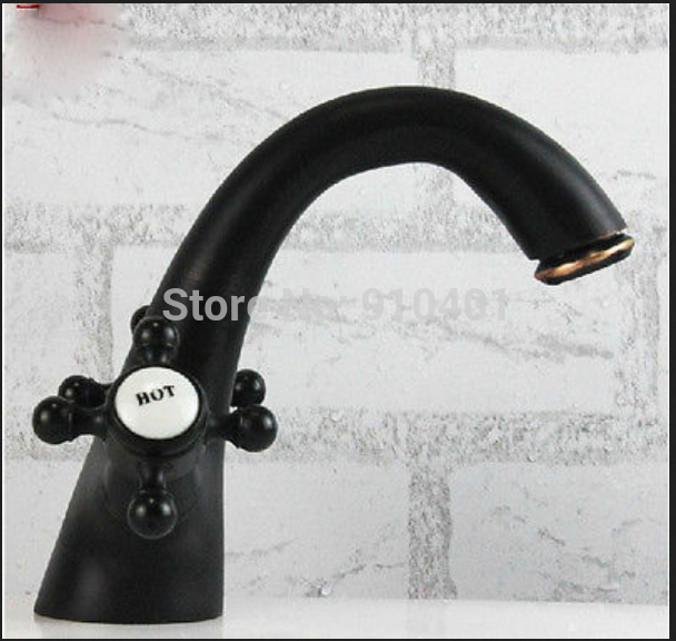 Wholesale And Retail Promotion Oil Rubbed Bronze Solid Brass Bathroom Basin Faucet Dual Cross Handles Mixer Tap