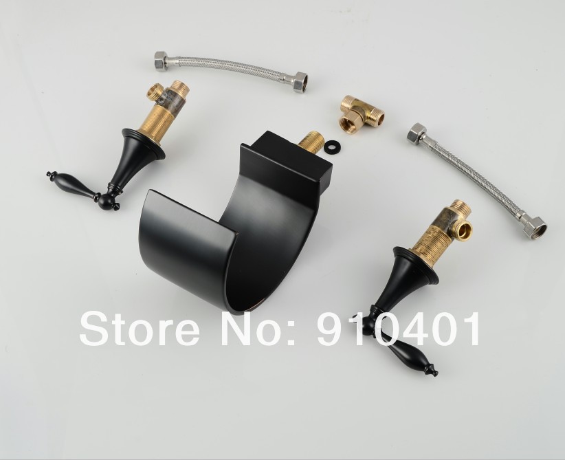 Wholesale And Retail Promotion Oil Rubbed Bronze Waterfall Bath Basin Deck Mounted Sink Mixer Tap Dual Handle