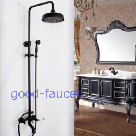 NEW Luxury Modern Oil Rubbed Bronze Rain Shower Set Faucet With Hand Sprayer With Tub Faucet Mixer Wall Mounted Shower