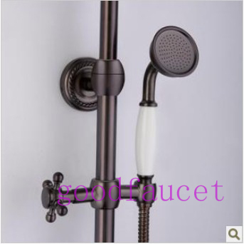 Wall Mounted Luxury Oil Rubbed Bronze Rainfall Shower Set Mixer Tub Faucet With Adjustable Slide Bar