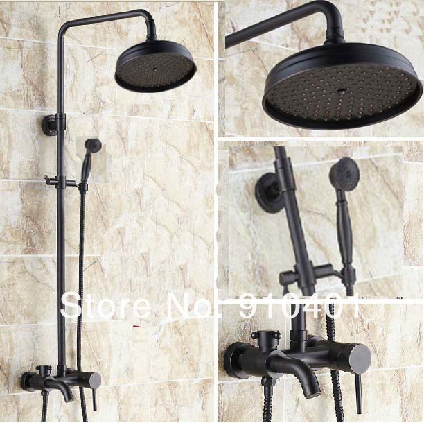 Wholdsale And Retail Promotion Luxury Oil Rubbed Bronze Brass 8" Rain Shower Faucet Set Tub Mixer Tap 1 Handle