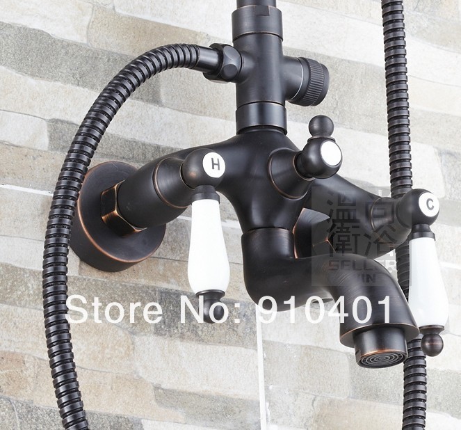 Wholdsale And Retail Promotion Oil Rubbed Bronze 8" Rainfall Wall Mounted Shower Faucet Set Bathtub Mixer Tap