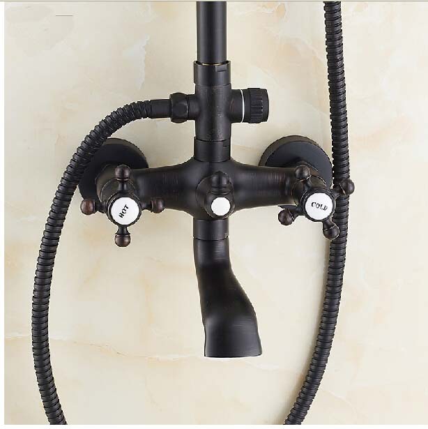 Wholesale And Retail Promotion Bathroom Oil Rubbed Bronze Tub Faucet Rain Shower Faucet Mixer Tap W/ Hand Unit