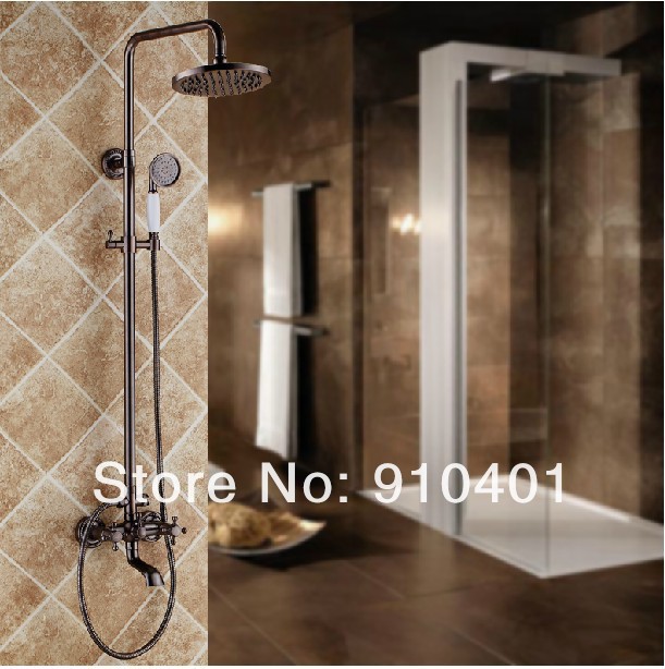 Wholesale And Retail Promotion Luxury Oil Rubbed Bronze 8" Rain Shower Faucet Set Bathtub Mixer Tap Dual Handle