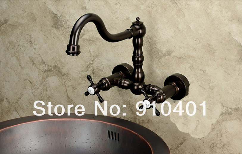 Wholesale And Retail Promotion Modern Luxury Oil Rubbed Bronze Wall Mounted Bathroom Basin Faucet Swivel Spout