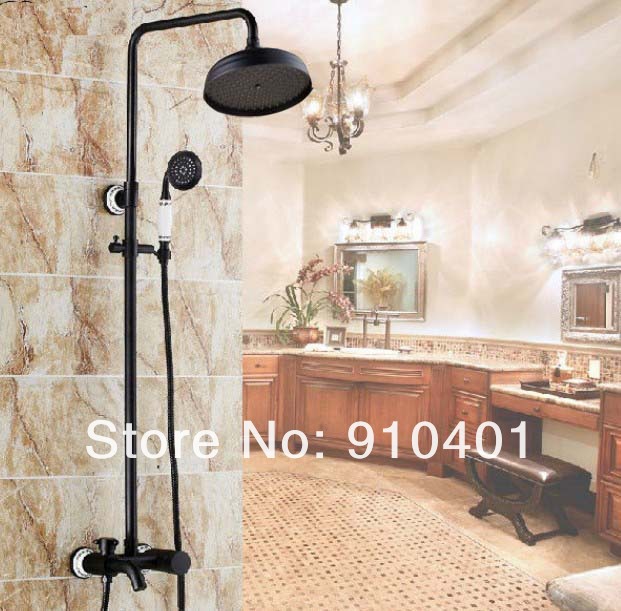 Wholesale And Retail Promotion NEW Design Luxury Oil Rubbed Bronze Rain Shower Faucet Set Tub Mixer Tap Shower