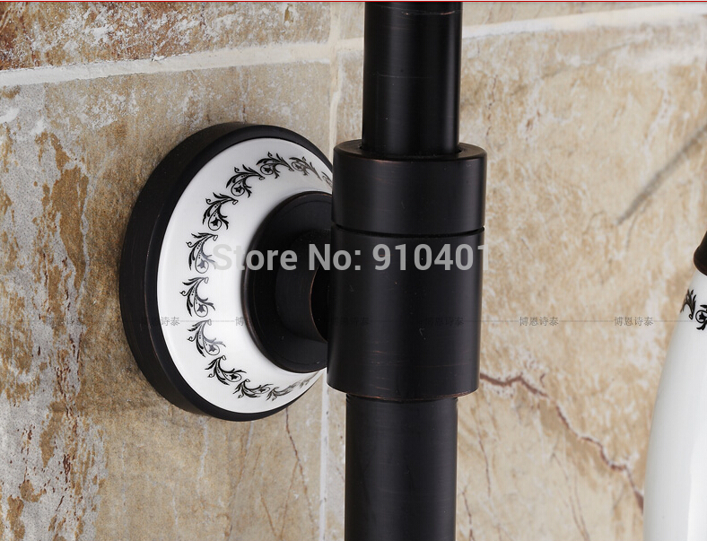 Wholesale And Retail Promotion NEW Luxury Oil Rubbed Bronze Rain Shower Faucet Dual Handles Ceramic Base Shower