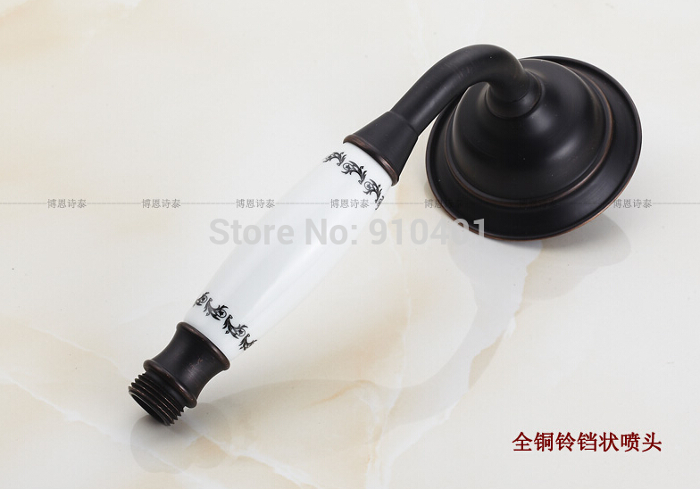 Wholesale And Retail Promotion NEW Luxury Oil Rubbed Bronze Rain Shower Faucet Dual Handles Ceramic Base Shower