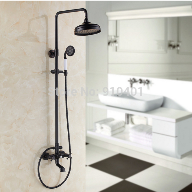 Wholesale And Retail Promotion NEW Modern Oil Rubbed Bronze Bathtub Mixer Tap Rain Shower Head With Hand Shower