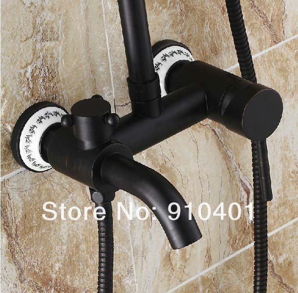 Wholesale And Retail  Promotion NEW Oil Rubbed Bronze Ceramic Style 8" Rain Shower Faucet Set Bath Tub Mixer Tap