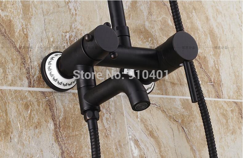Wholesale And Retail Promotion NEW Oil Rubbed Bronze Rain Shower Faucet Swivel Spout Tub Mixer Tap Hand Unit