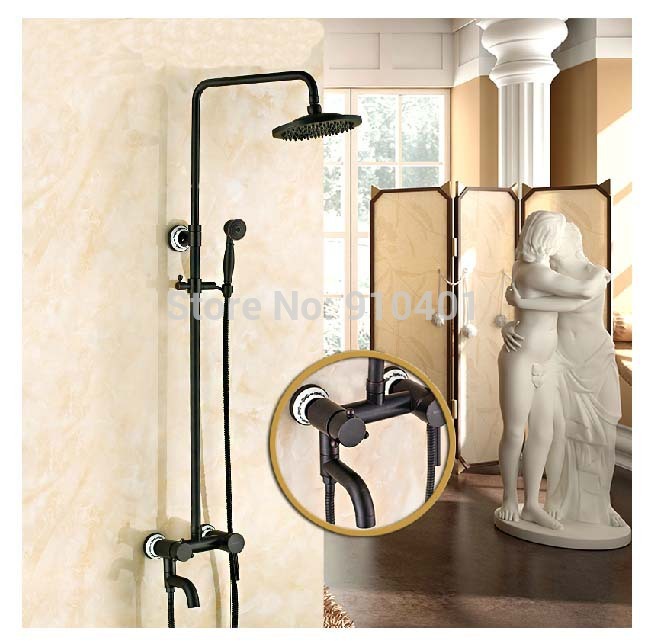 Wholesale And Retail Promotion NEW Oil Rubbed Bronze Wall Mounted Rain Shower Swivel Spout Mixer Ceramic Style