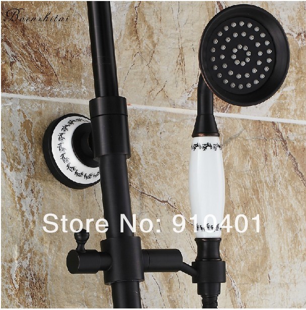 Wholesale And Retail Promotion Oil Rubbed Bronze Rain Shower Faucet Set Dual Ceramic Handles Bathtub Mixer Tap