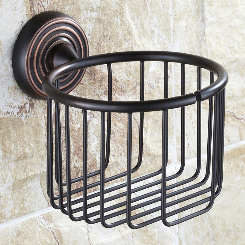 Black bronze copper antique wastebasket paper towel holder cosmetics basket toilet paper holder multifunctional shelf